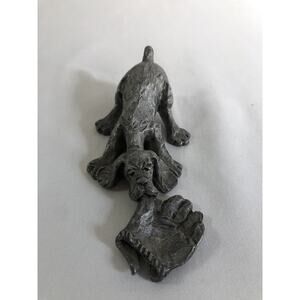 Vintage Pewter Hound‎ dog Baseball MIT Figurine Signed Philip Kraczkowski Hudson
